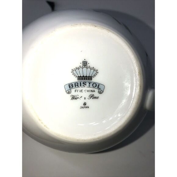 Bristol Fine China Winter Pine Collection Silver Trim Gravy Boat Japan Vintage - Picture 5 of 6